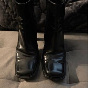 Vintage 80's Style Italian Via Spiga Chunky Leather Heeled Boots Women’s Size 6